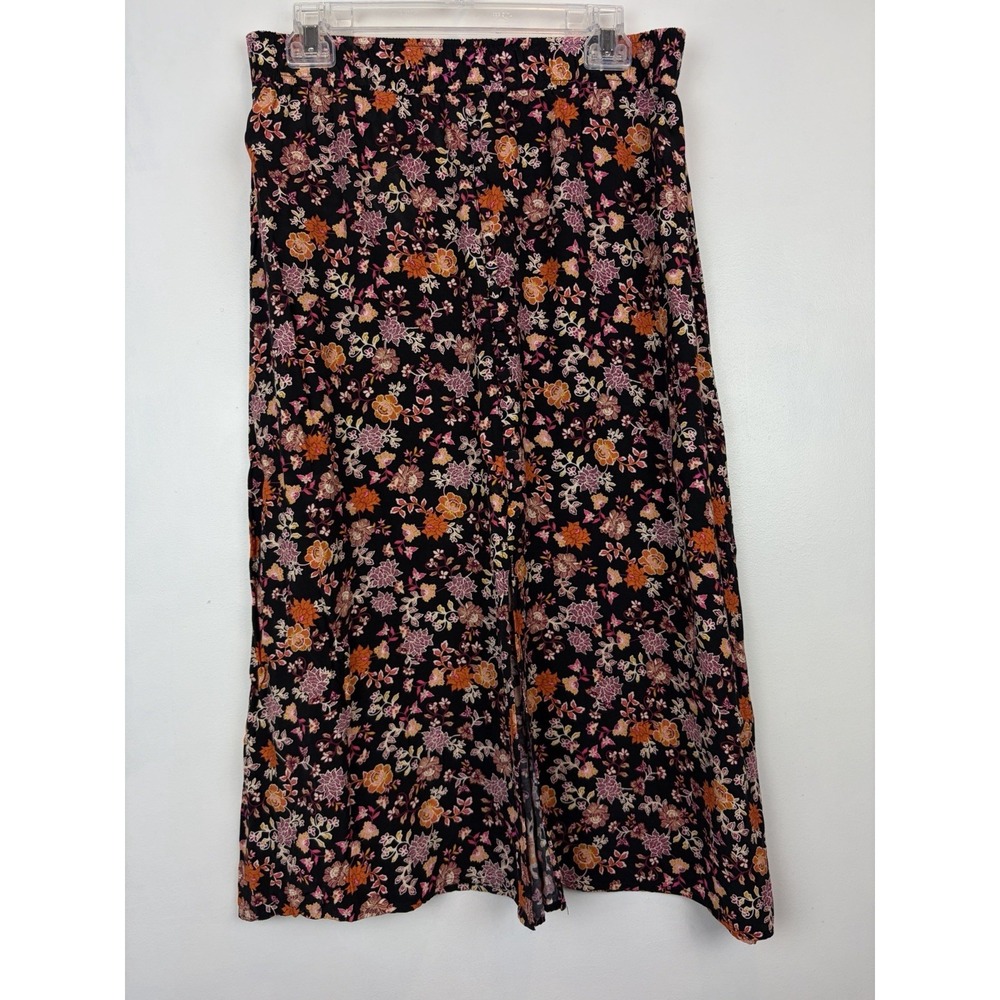 Loft Skirt Women Small Floral Dark Slit Midi Front Slit Career Whimsigoth Read